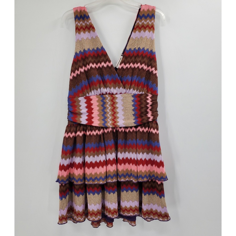 Women's Ramy Brook Laura Mini Dress Size Medium Tiered Zigzag XL NEW A4